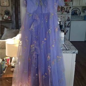 Purple Embellished Prom Gown